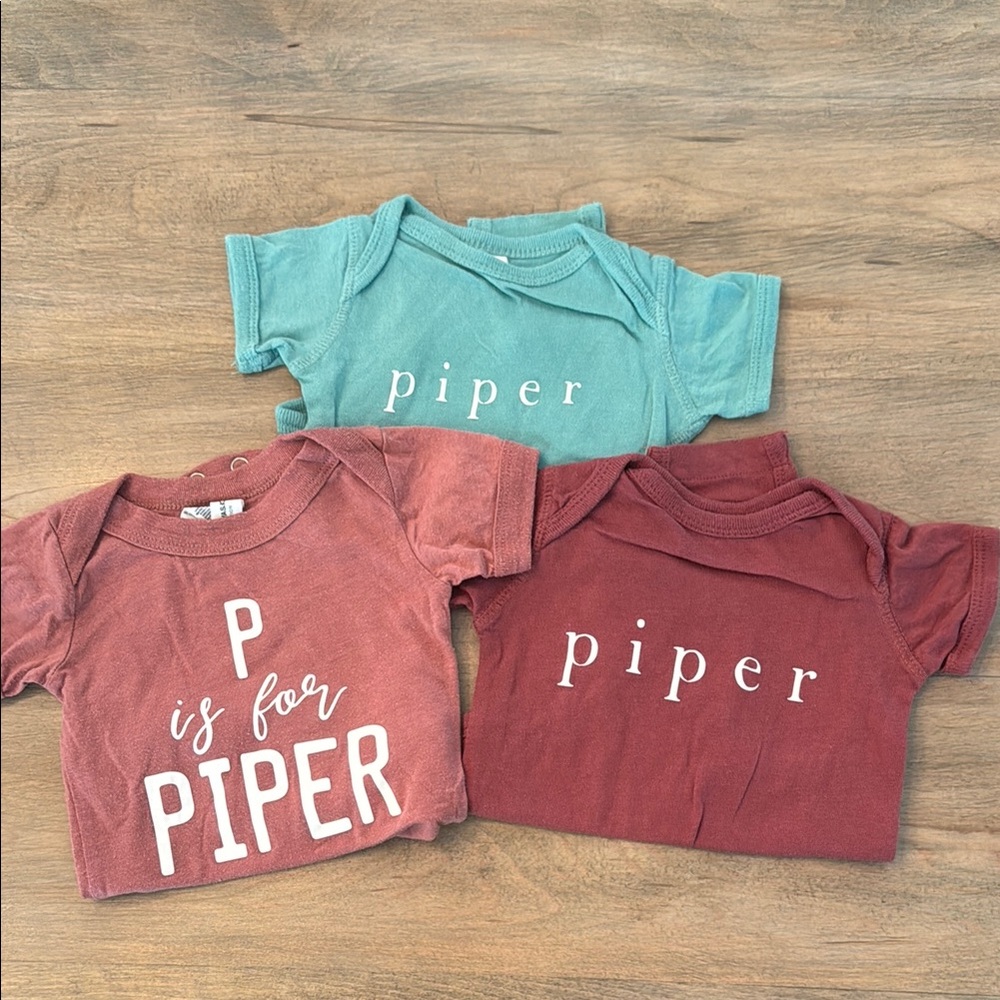 Lot of 3 Piper Name Onesies